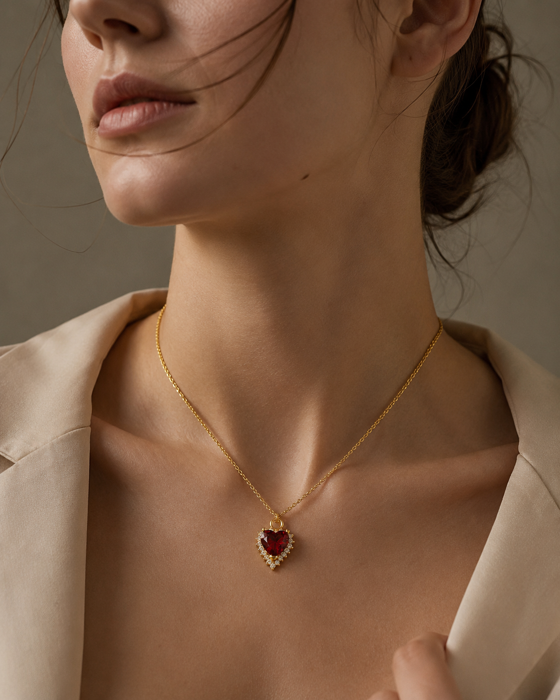 Alternate view of Crimson Heart Necklace by Zodiglow