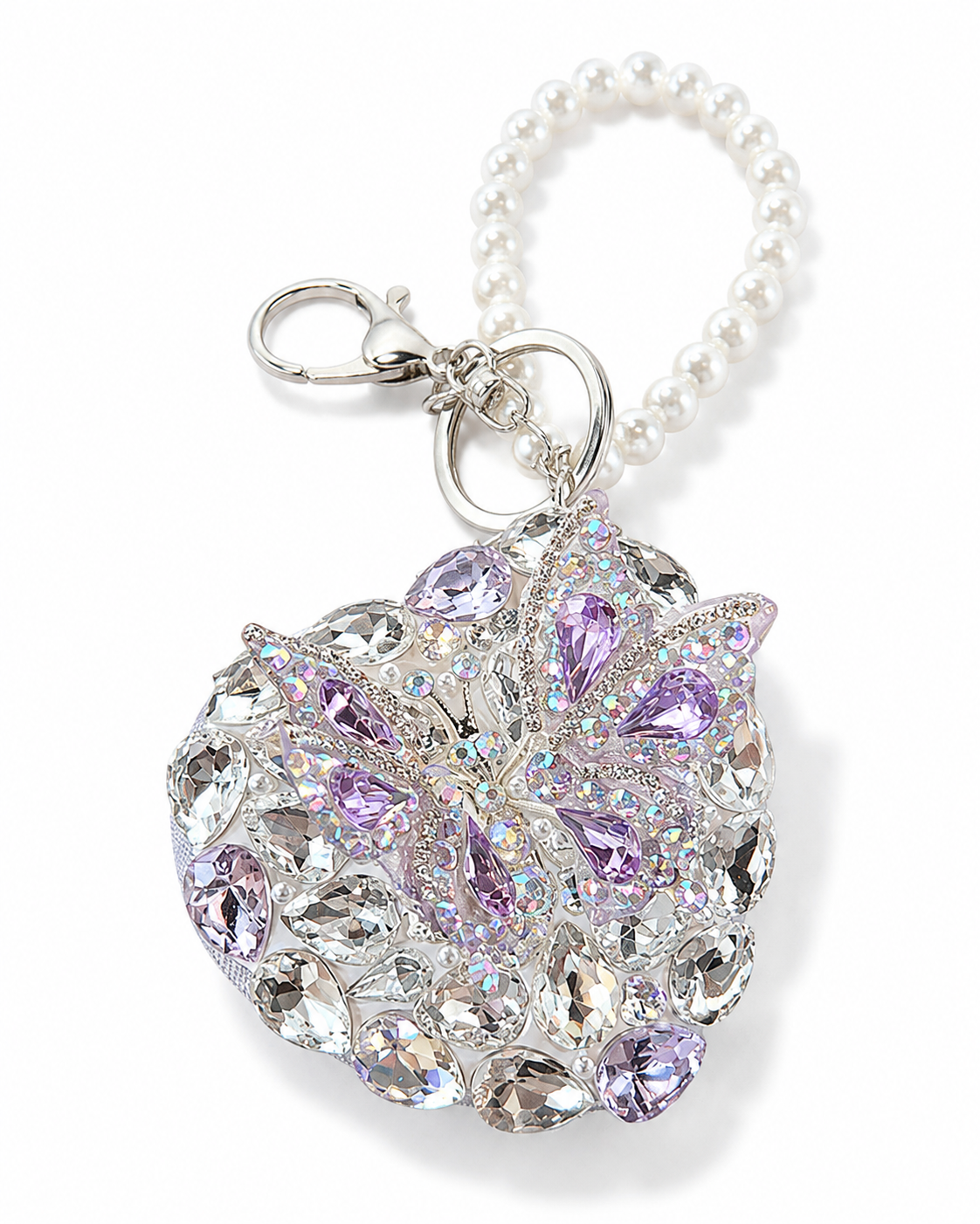 Detail view of Crystal Butterfly Heart Mirror by Zodiglow