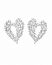 Front view of Crystal Heart Statement Earrings by Zodiglow