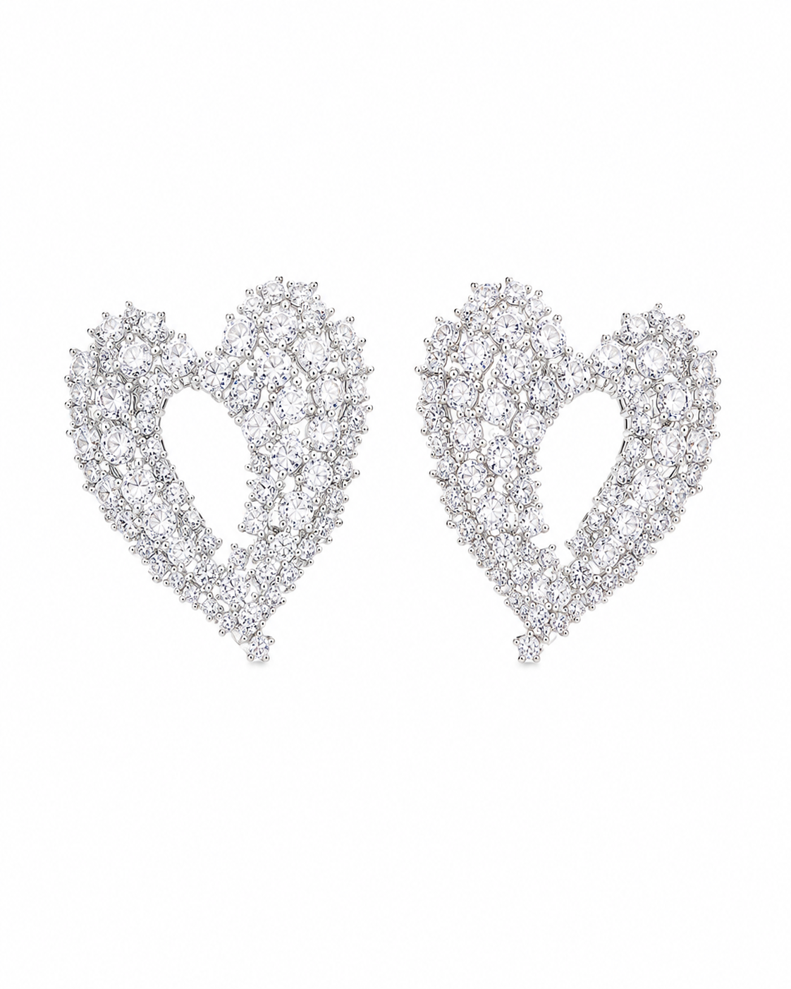 Front view of Crystal Heart Statement Earrings by Zodiglow