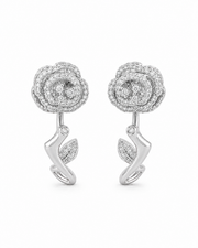 Detail view of Crystal Rose Clip-On Earrings by Zodiglow