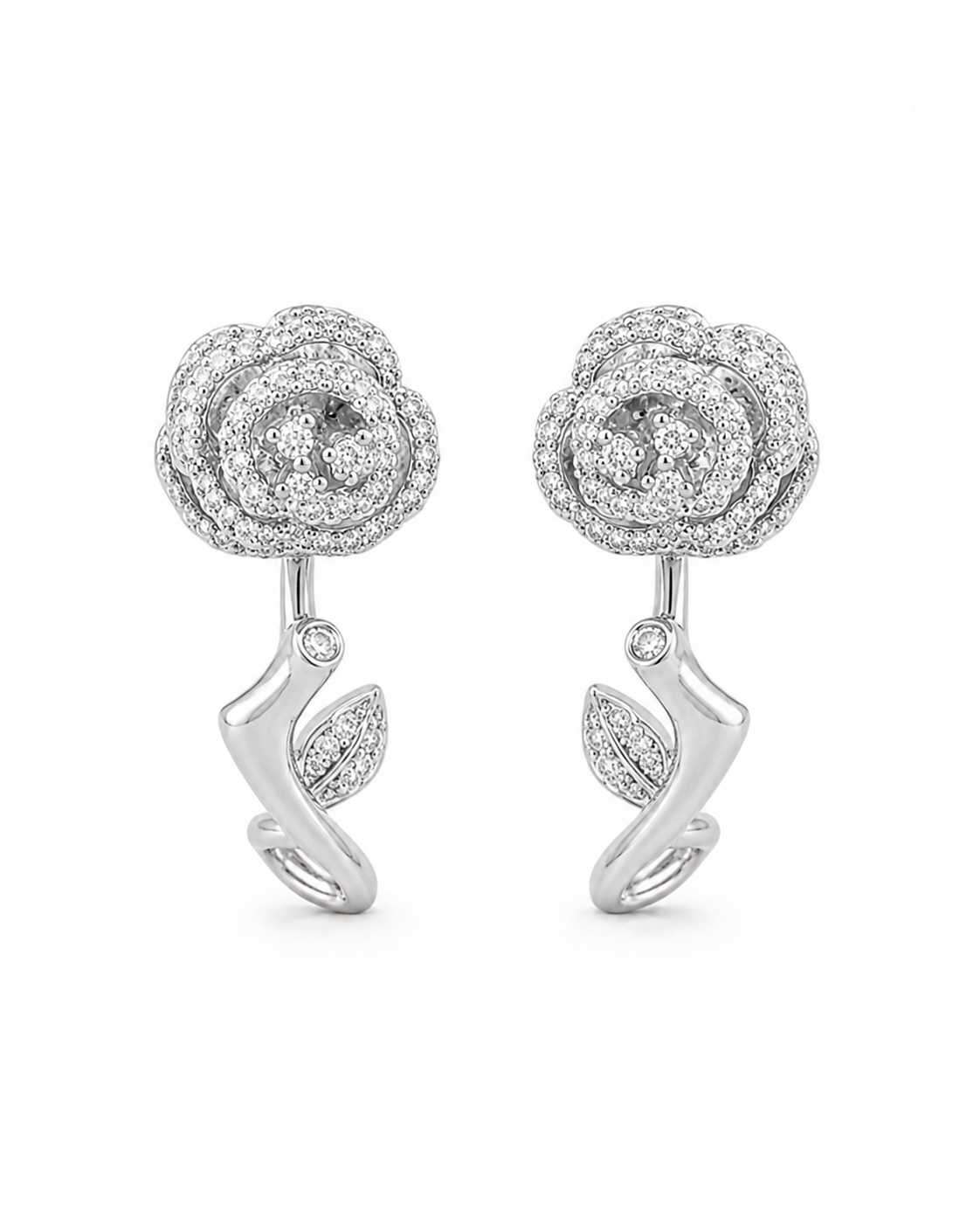 Detail view of Crystal Rose Clip-On Earrings by Zodiglow