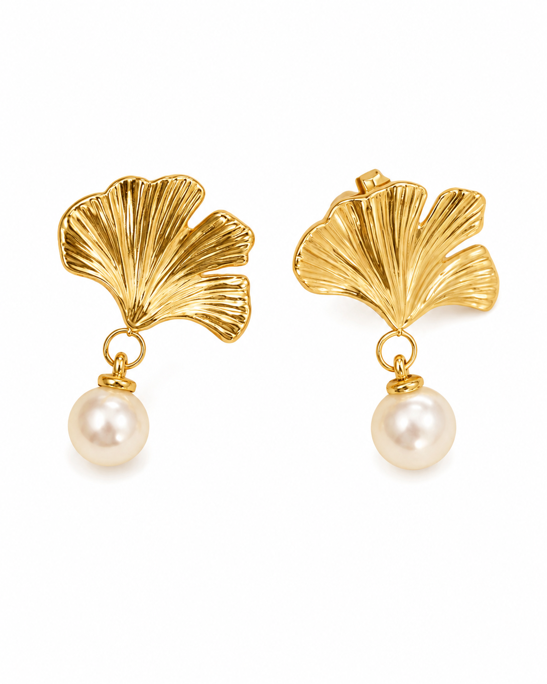 Side view of Éclat Pearl Accent Earrings by Zodiglow