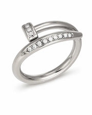 Detail view of Élan Crystal & Pearl Sculptural Ring Collection by Zodiglow