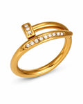 Front view of Élan Crystal & Pearl Sculptural Ring Collection by Zodiglow