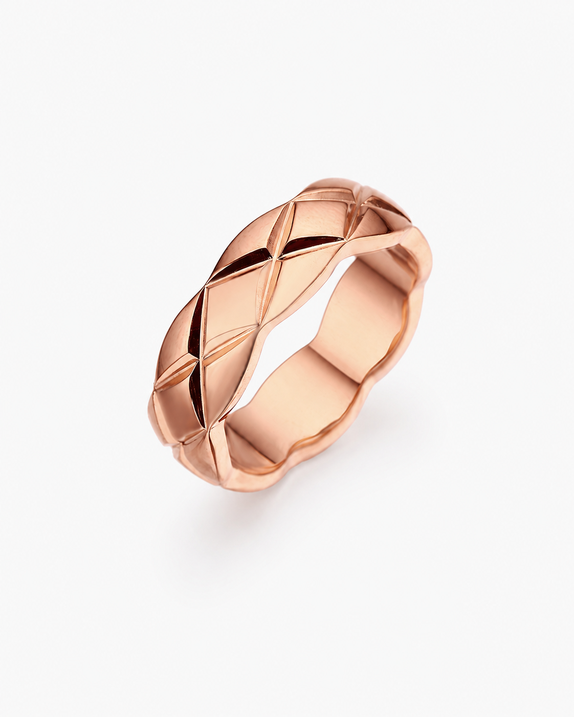 Close-up view of Élan Faceted Band Ring by Zodiglow
