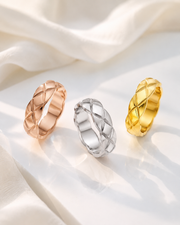 Styled view of Élan Faceted Band Ring by Zodiglow