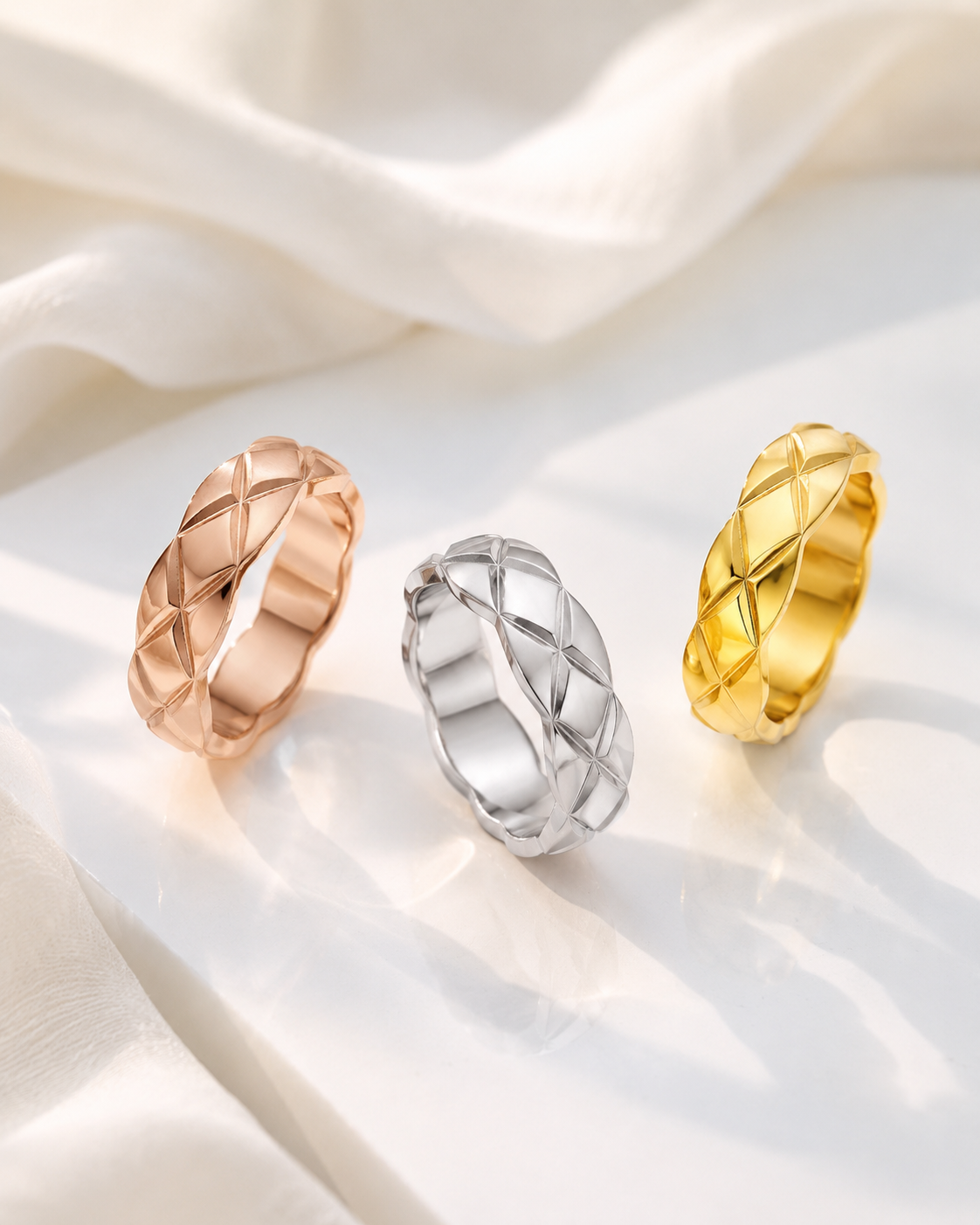 Styled view of Élan Faceted Band Ring by Zodiglow