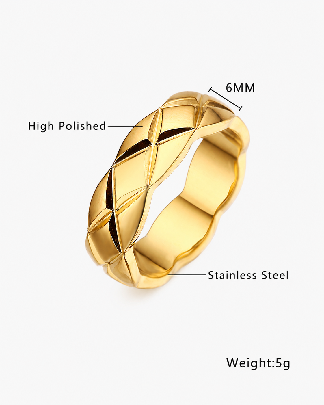 Additional view 7 of Élan Faceted Band Ring by Zodiglow