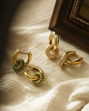 Close-up view of Vela Pavé Link Hoop Earrings Collection by Zodiglow