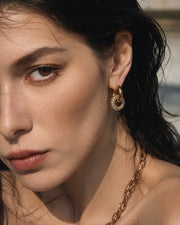 Side view of Vela Pavé Link Hoop Earrings Collection by Zodiglow