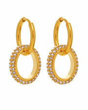 Additional view 7 of Vela Pavé Link Hoop Earrings Collection by Zodiglow