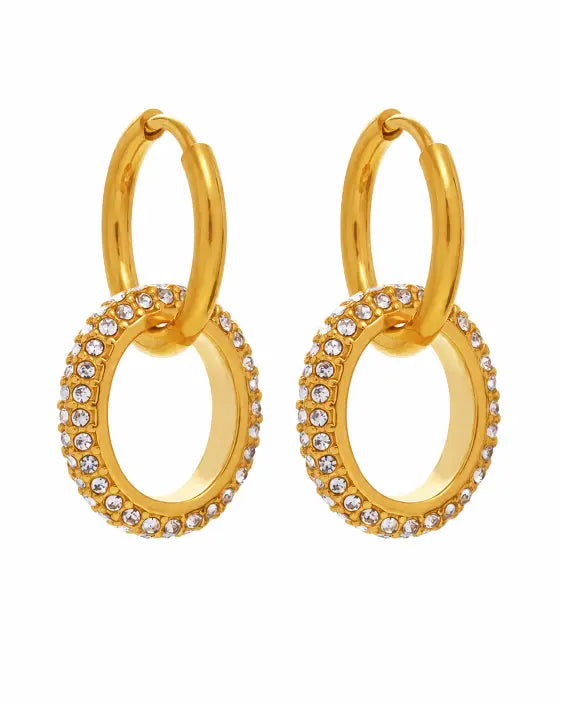 Additional view 7 of Vela Pavé Link Hoop Earrings Collection by Zodiglow
