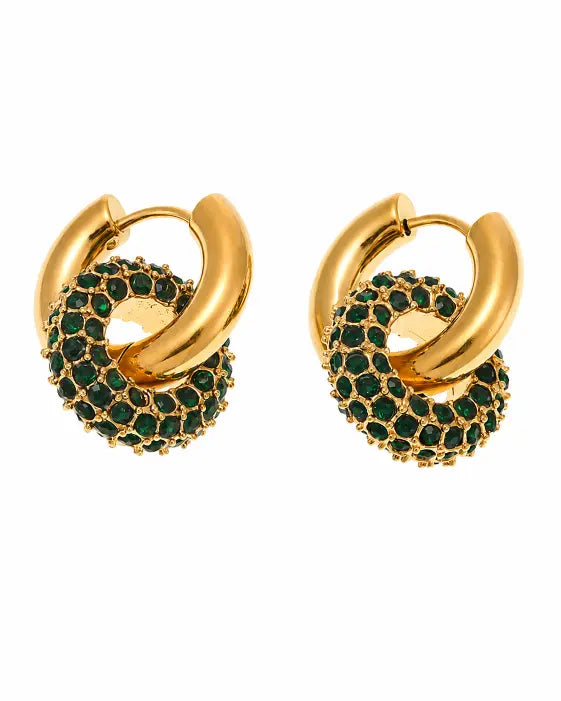 Additional view 8 of Vela Pavé Link Hoop Earrings Collection by Zodiglow