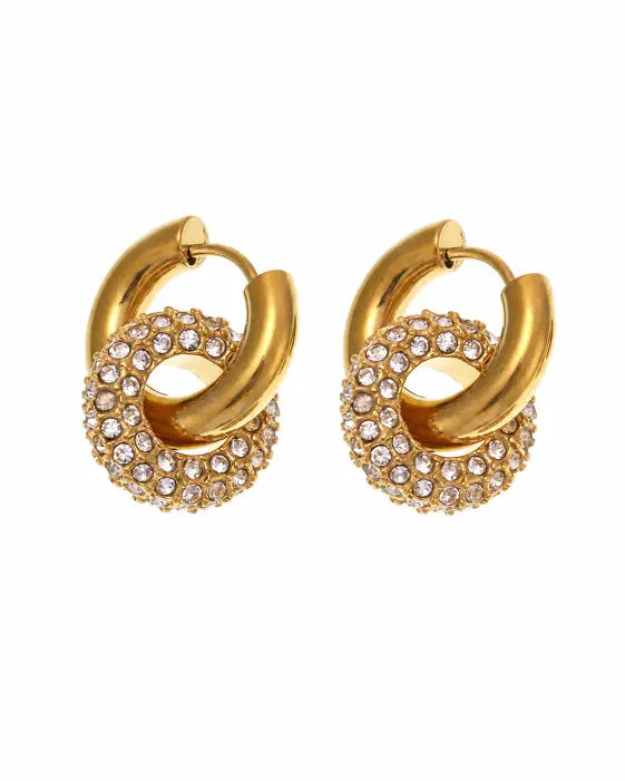 Additional view 10 of Vela Pavé Link Hoop Earrings Collection by Zodiglow