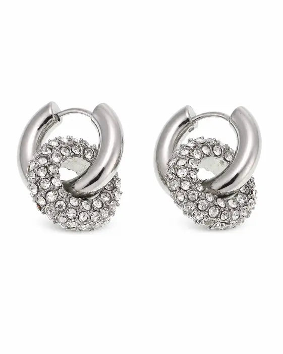 Additional view 11 of Vela Pavé Link Hoop Earrings Collection by Zodiglow