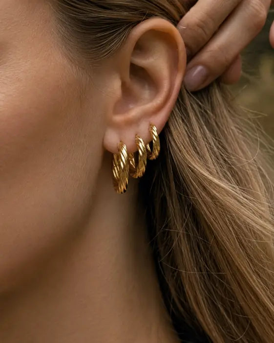 Alternate view of Élan Twisted Hoop Earrings by Zodiglow