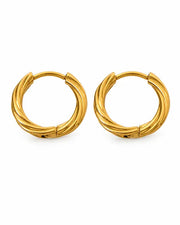 Close-up view of Élan Twisted Hoop Earrings by Zodiglow