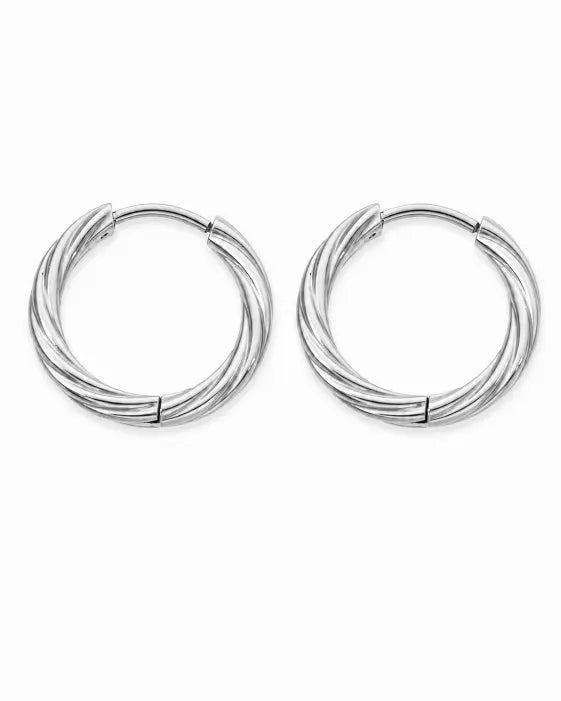 Front view of Élan Twisted Hoop Earrings by Zodiglow