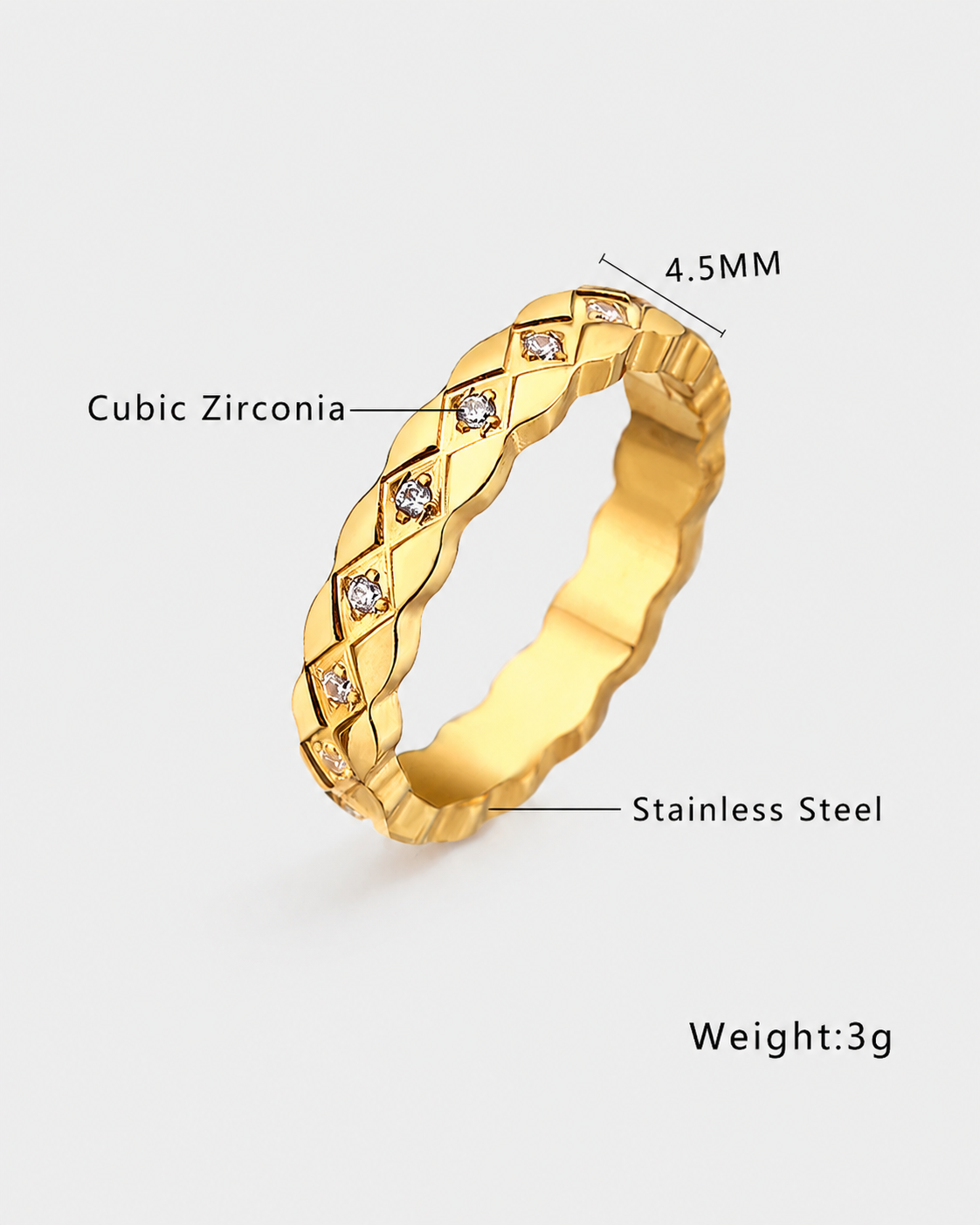 Additional view 8 of Élan Zircon Band Ring by Zodiglow