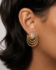 Alternate view of Elara Arc White Zircon Earrings by Zodiglow