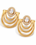 Front view of Elara Arc White Zircon Earrings by Zodiglow