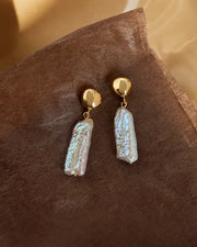 Detail view of Elara Baroque Freshwater Pearl Drop Earrings by Zodiglow