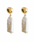Front view of Elara Baroque Freshwater Pearl Drop Earrings by Zodiglow