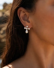 Alternate view of Elara Pearl Crystal Drop Earrings by Zodiglow
