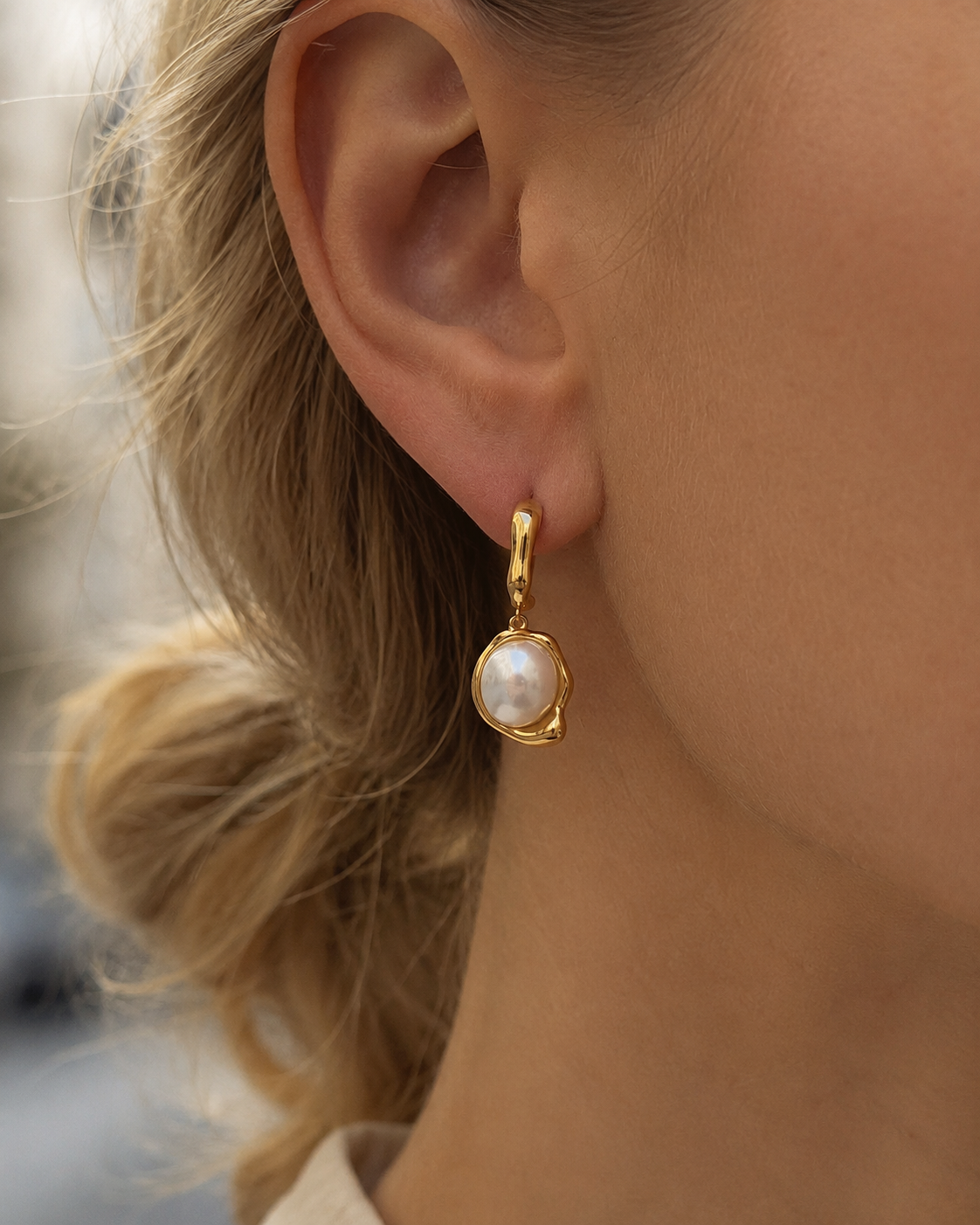 Alternate view of Elara Pearl Drop Earrings by Zodiglow
