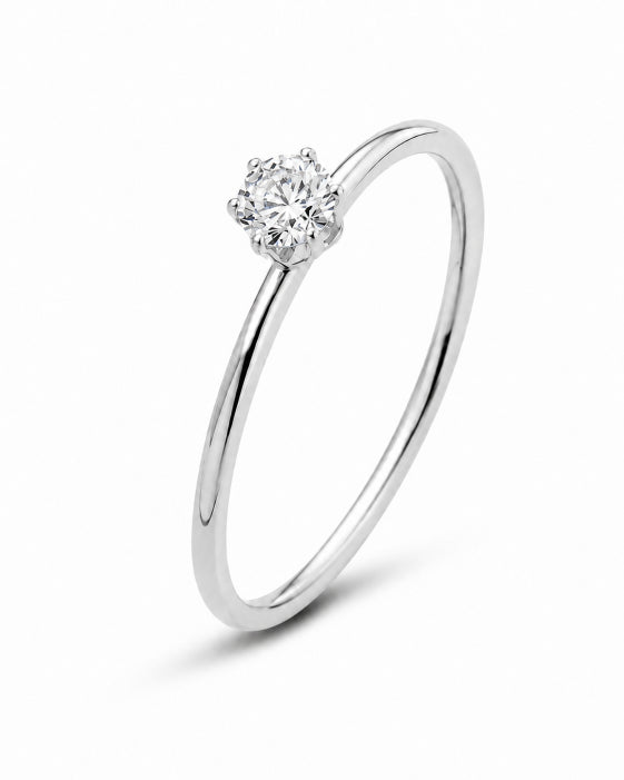 Alternate view of Elara Petite Zircon Solitaire Ring by Zodiglow
