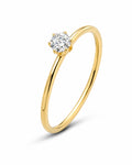 Front view of Elara Petite Zircon Solitaire Ring by Zodiglow