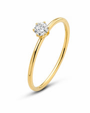 Front view of Elara Petite Zircon Solitaire Ring by Zodiglow