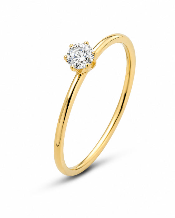 Front view of Elara Petite Zircon Solitaire Ring by Zodiglow