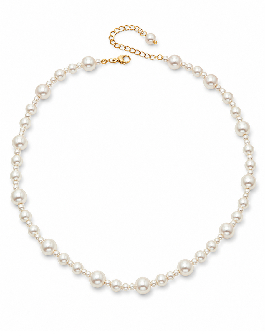 Lumière Faux Pearl & Clear Bead Necklace