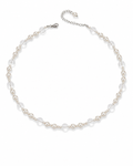 Front view of Lumière Faux Pearl & Clear Bead Necklace by Zodiglow