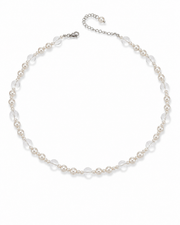 Front view of Lumière Faux Pearl & Clear Bead Necklace by Zodiglow