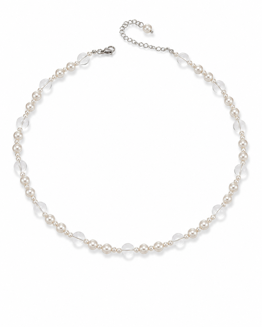 Lumière Faux Pearl & Clear Bead Necklace