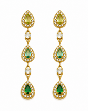 Close-up view of Elara Triple Teardrop Zircon Earrings by Zodiglow
