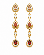 Detail view of Elara Triple Teardrop Zircon Earrings by Zodiglow
