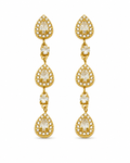 Front view of Elara Triple Teardrop Zircon Earrings by Zodiglow