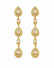 Front view of Elara Triple Teardrop Zircon Earrings by Zodiglow