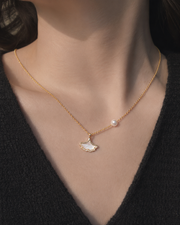 Alternate view of Élodie Freshwater Pearl Ginkgo Necklace by Zodiglow