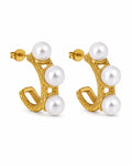 Front view of Élodie Pearl Sculptural Hoop Earrings by Zodiglow
