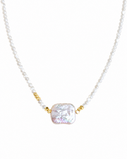 Front view of Éloise Baroque Freshwater Pearl Beaded Necklace by Zodiglow
