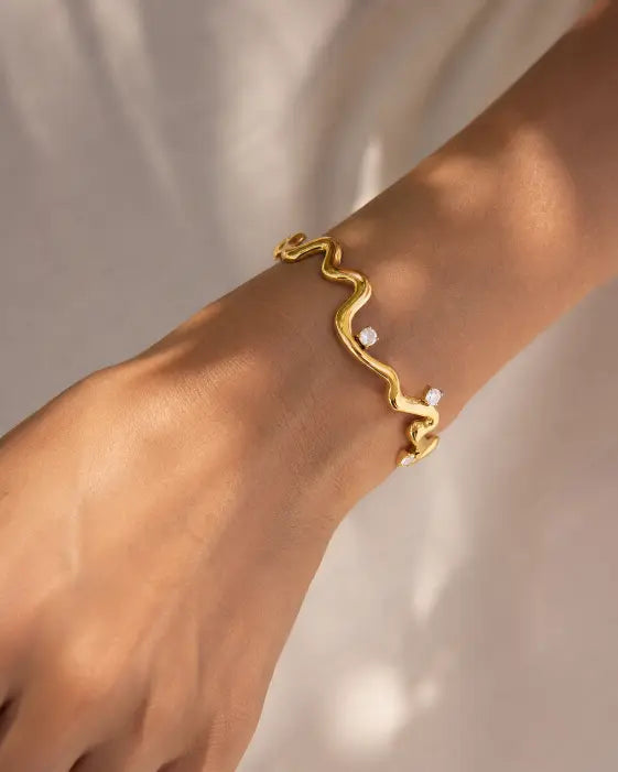 Detail view of Sculpted Wave Bracelet by Zodiglow