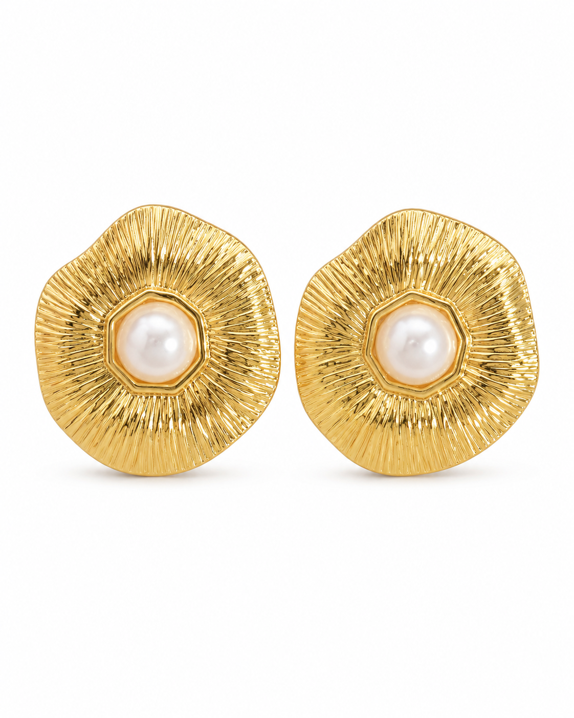 Detail view of Fleur Sculptural Stud Earrings by Zodiglow