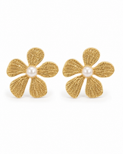 Side view of Fleur Sculptural Stud Earrings by Zodiglow