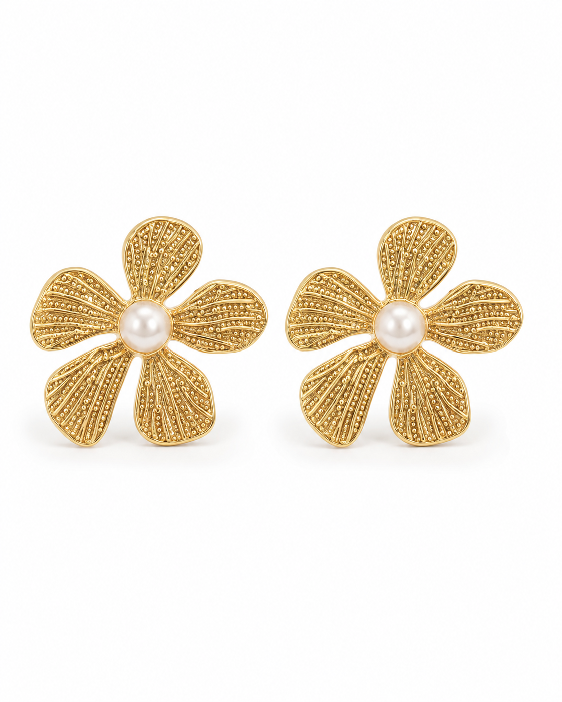 Side view of Fleur Sculptural Stud Earrings by Zodiglow