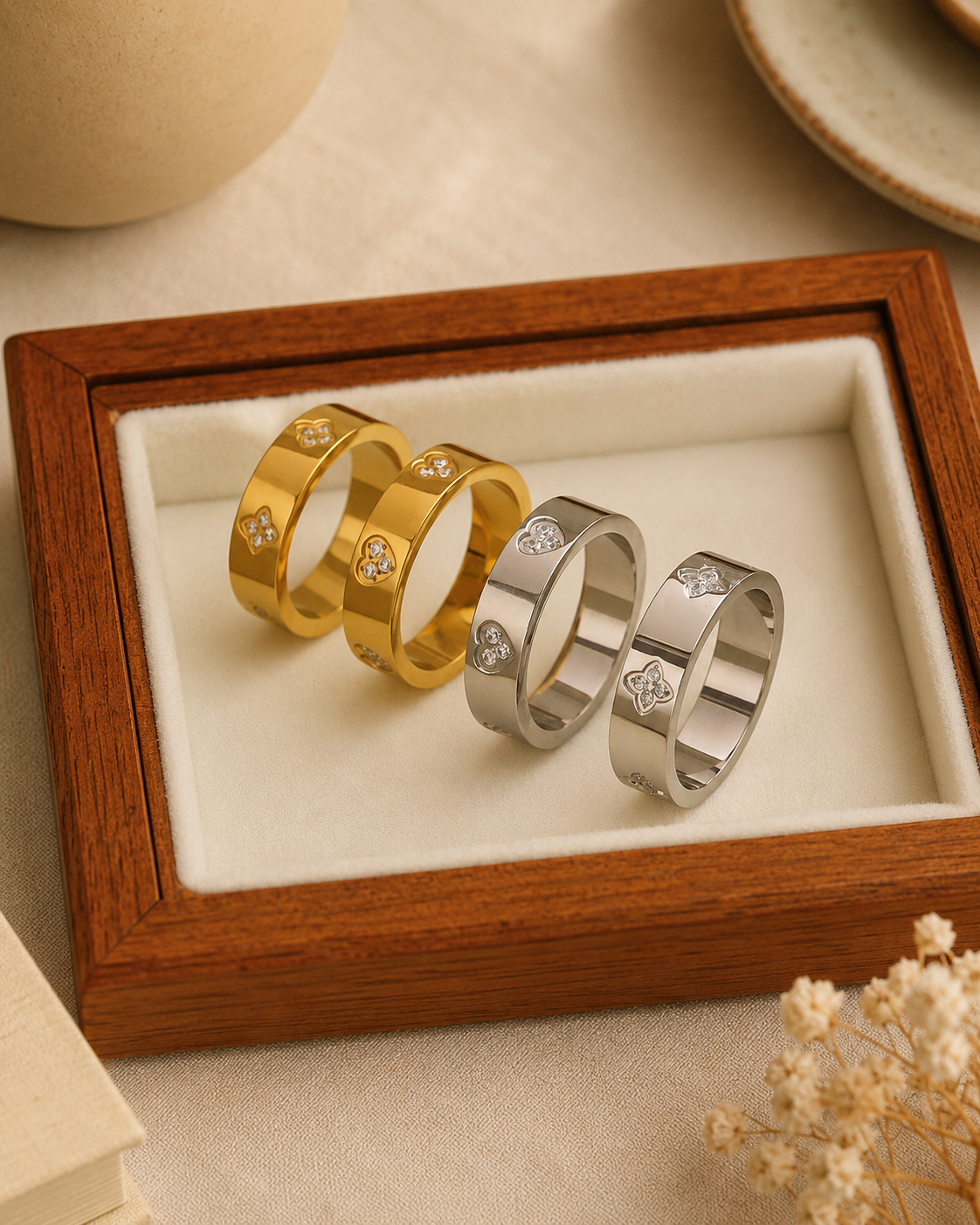 Side view of Fleur Zircon Band Ring by Zodiglow